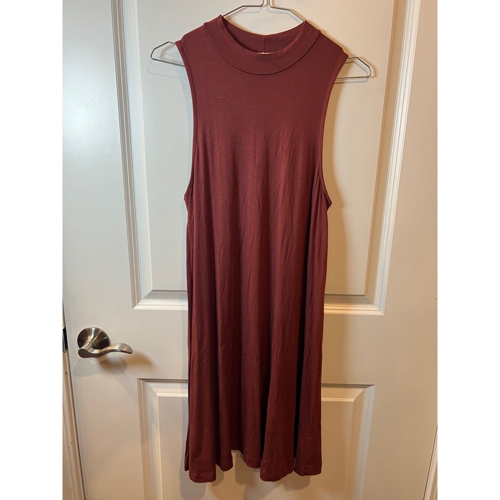 Silence + Noise Womens Dress Mock Neck Sleeveless Burgundy Size S